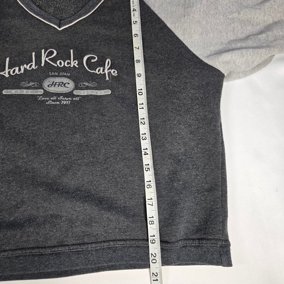 Vintage 90s Hard Rock Cafe San Juan V-Neck‎ Sweatshirt Pullover Med Made in USA - Picture 8 of 10